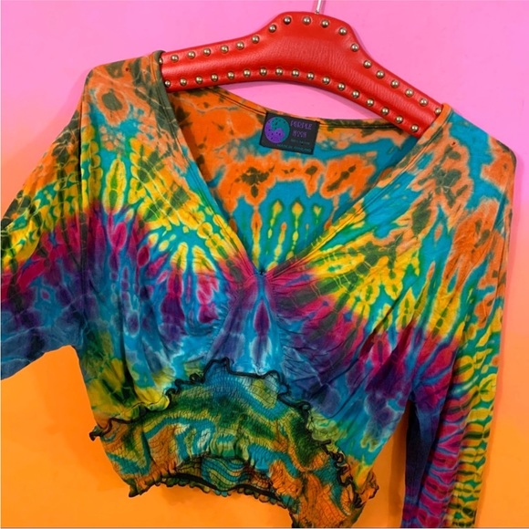 purple moon • boho rainbow tie dye crop top os - Picture 2 of 4